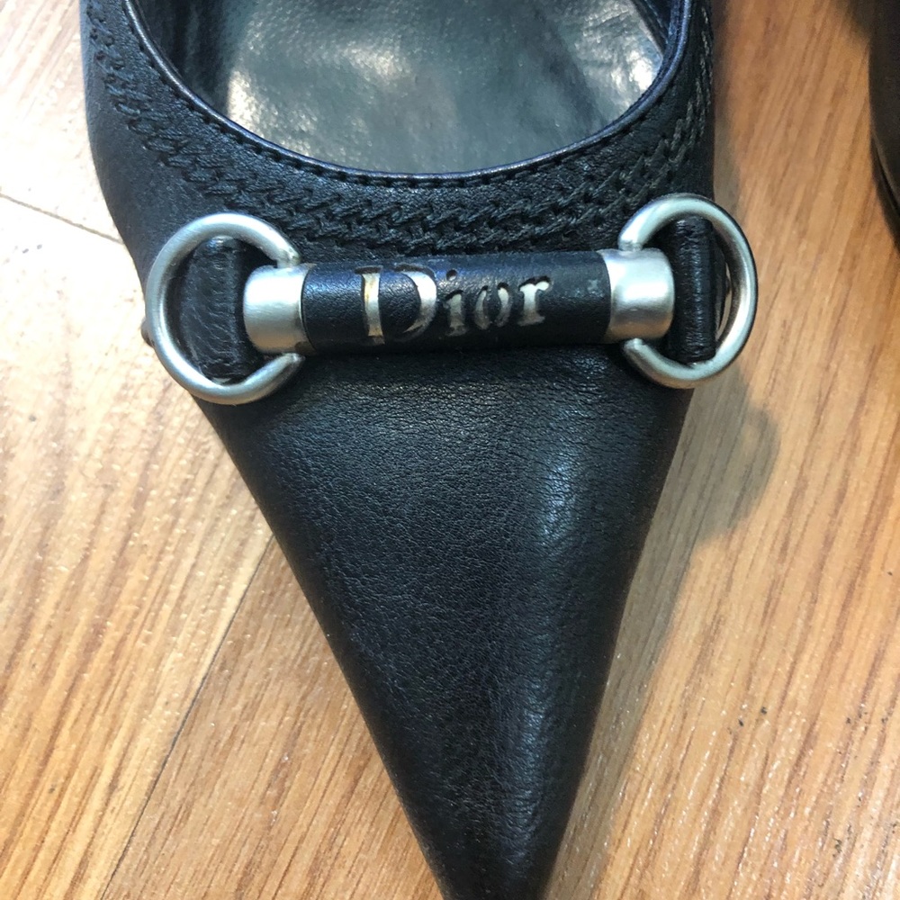 Authentic Dior Black Leather LOGO Shoes 37